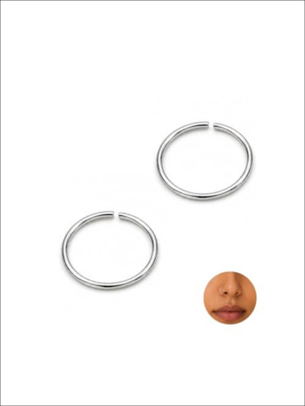 Set of 2 Tiny Nose Hoops 22G Sterling Silver Bendable Seamless Nose Rings